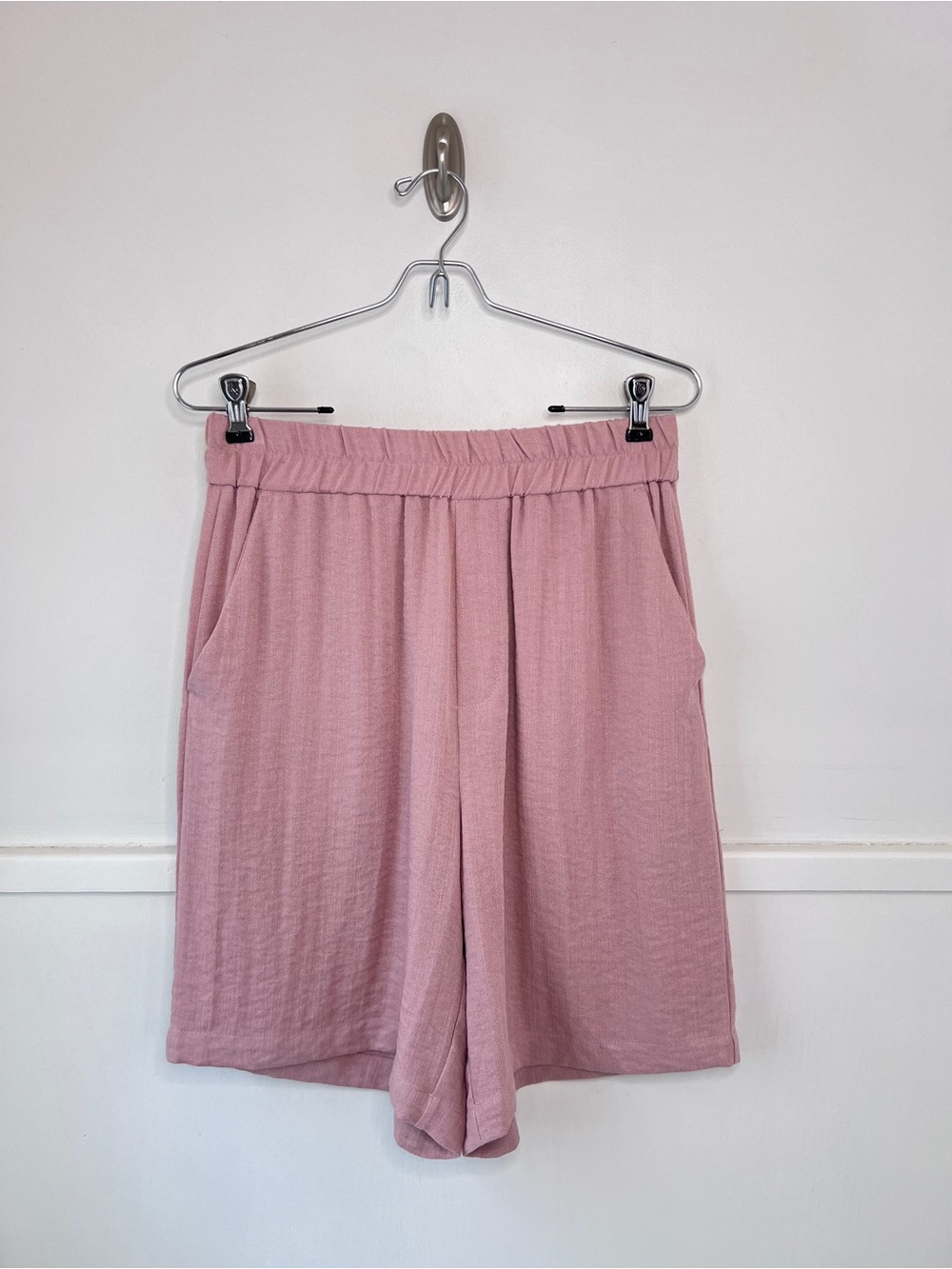Halara High Waisted Pocket Casual Linen-Feel Bermuda Shorts in Sepia Rose NWT